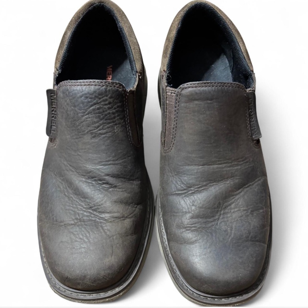 Merrell Men's Dark Brown Leather Slip-Ons Loafers